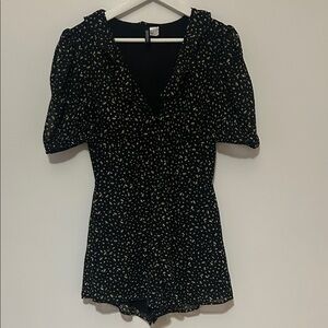 H&M Black and White Floral Romper